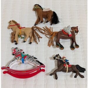 VTG Assorted Horse Christmas Tree Ornaments Lot Set of 5